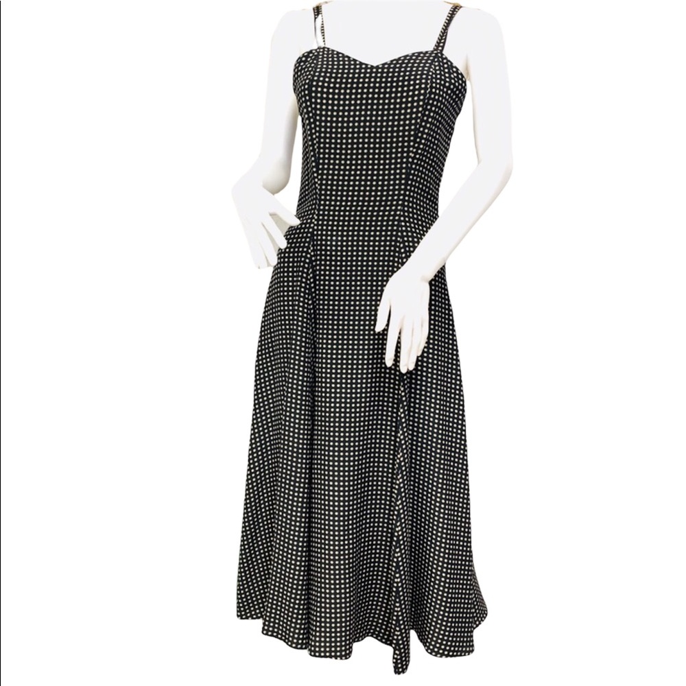 Vintage | Silk Midi Polka Dot Fit and Flare Dress